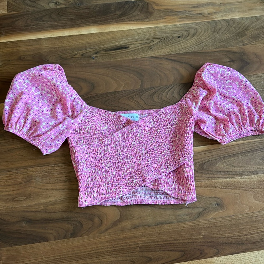 Pink Hello Molly puff sleeve top size S